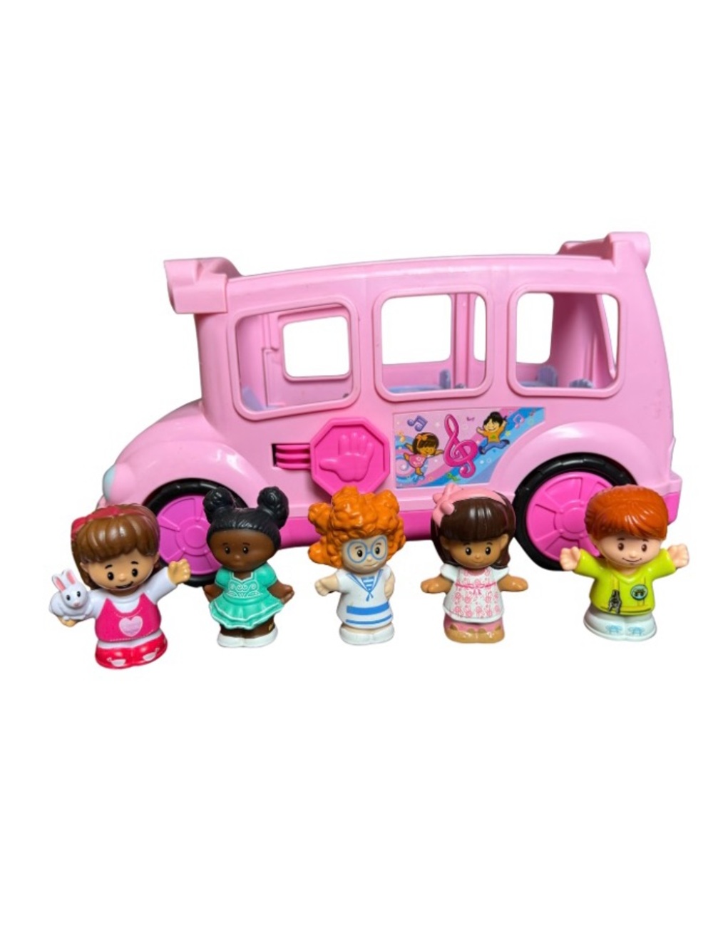 Fisher Price Little People Lil' Movers Musical Pink School Bus Plus 5 Figures